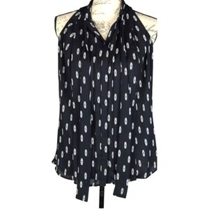 Tie-Front Blouse Black & White
